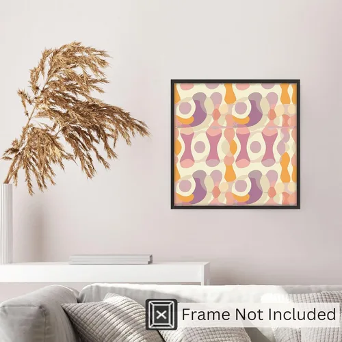 Vista 5 de Ethan Taylor Abstract Wall Art Prints Unframed Square Posters 'Retro 70s Hippie Groovy Pattern IX' Retro Home Décor for Living Room, Bedroom