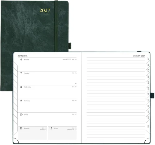 Vista 36 de POPRUN Agenda semanal y mensual 2027, libro de citas grande de 8.5 x 10.5 Verde oliva