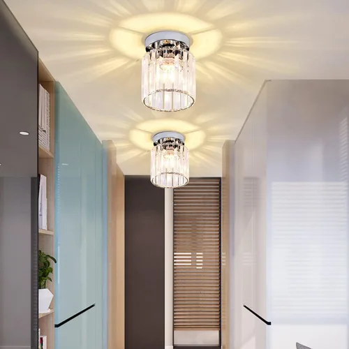 Vista 8 de TISLYCO Paquete de 2 mini lámparas de techo semiempotradas con pantalla transparente, moderna lámpara de techo de cristal para interiores cerca