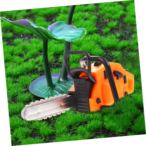 Vista 6 de 2 unids casa de muñecas motosierra muñeca de plástico mini juguetes de plástico al aire libre juegos mini motosierra estatuilla pequeña motosierra