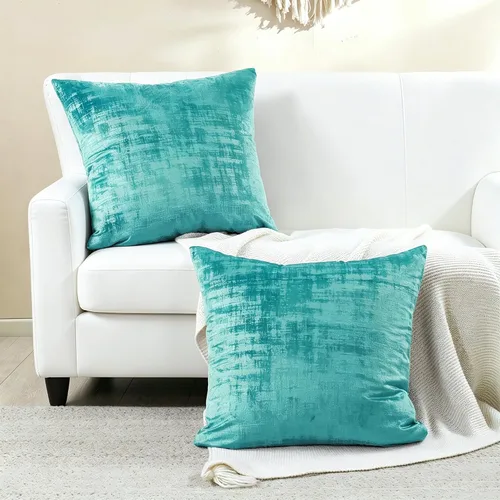Vista 10 de Home Soft Things Juego de 2 fundas de almohada de terciopelo texturizado, 14 x 26 pulgadas, color verde azulado profundo, fundas decorativas
