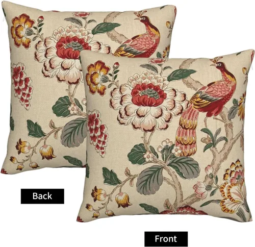 Vista 3 de ChangQingArt Fundas de almohada de lino y algodón, color pavo real, 18 x 18 pulgadas, cuadradas, fundas de almohada para sofá cama