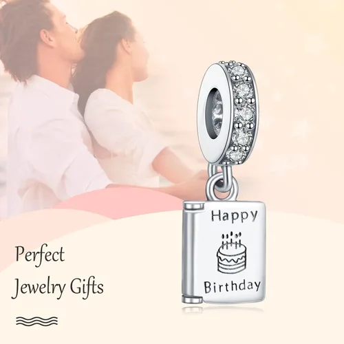 Vista 3 de Annmors Dijes de plata de ley 925 para pulseras y collares símbolo de color colgantes de cuentas dijes de joyería regalo para mujeres y niñas Plata