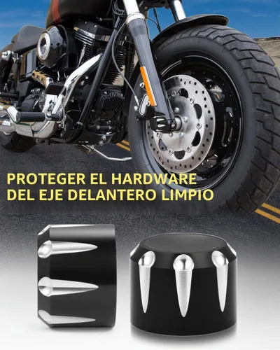 Vista 2 de Tapa negra para tuerca de eje delantero, cubierta de tuerca de horquilla delantera compatible con Harley Davidson 2002-2024 Softail Dyna Iron 883
