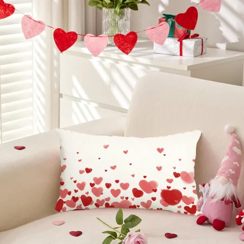 Vista 4 de RABUSOFA Fundas de almohada de San Valentín de 12 x 20 pulgadas, decoración del día de San Valentín, fundas de cojín lumbar, fundas de cojín lumbar