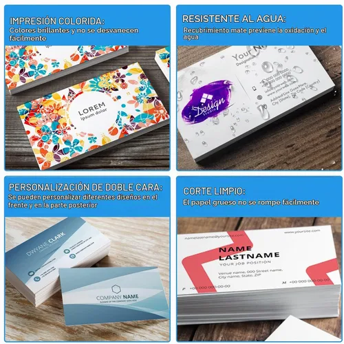 Vista 4 de Tarjetas de visita comerciales personalizadas con logotipo, personalizadas imprimibles de doble cara, tarjetas de visita personalizables 1000 500