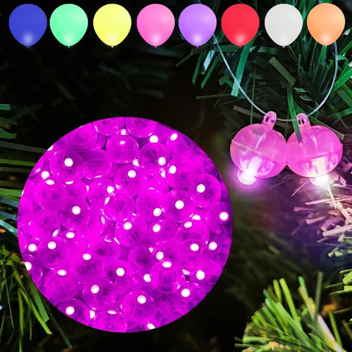 Vista 25 de Aogist - 50 mini luces de 10 colores, luz LED impermeable de largo tiempo de espera, funciona con pilas, lámpara de bola para globo, farol de papel