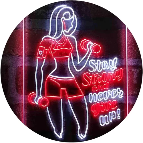 Vista 17 de ADVPRO Fitness Club Gym Stay Strong Never Give Up Dual Color LED Neon Sign azul & rojo 8 x 12 pulgadas st6s23-i4043-br