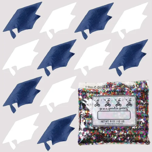 Vista 147 de Confetti Grad Cap Negro, Azul Marino Combo - 2 bolsas de media onza (1 oz)