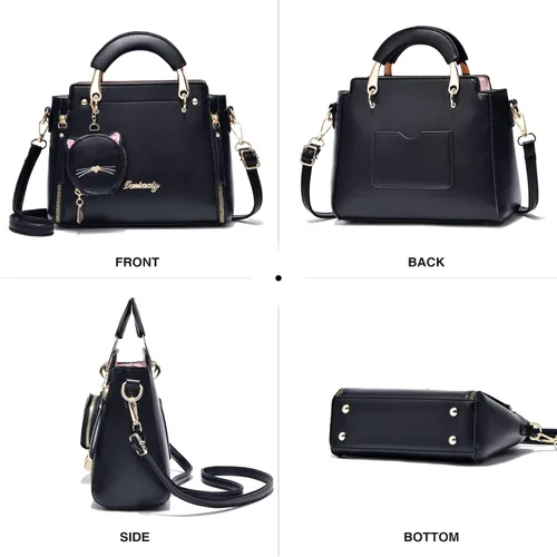 Vista 2 de XIAOYU Monederos y bolsos de moda para mujer, de cuero, con asa superior, bolsos de hombro pequeños