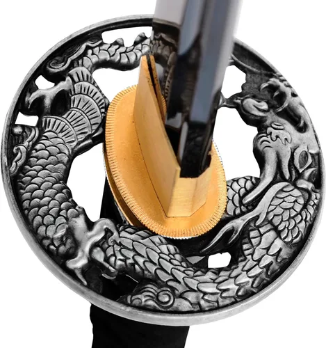 Vista 3 de Aleación de zinc Dragón Tsuba Guardia de mano para espadas samurai japonesas Katana Wakizashi