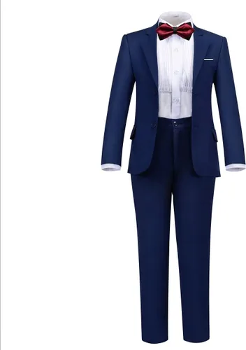 Vista 2 de SaiLiiny Conjunto de traje formal para niños, traje completo de esmoquin ajustado para niño