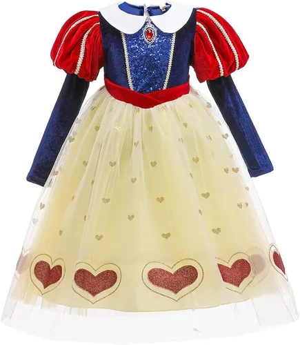 Vista 60 de HIHCBF Disfraz de princesa blanca como la nieve para niñas, cumpleaños, Navidad, Halloween, carnaval (con accesorios)