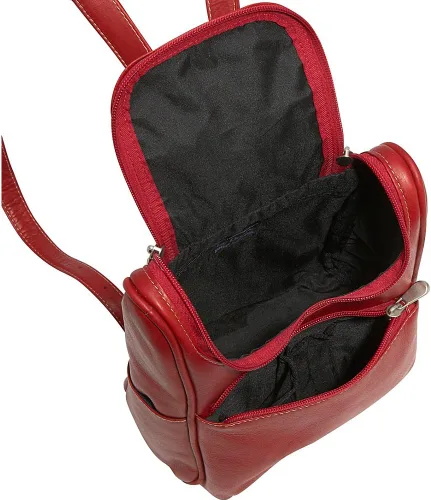 Vista 4 de Le Donne Leather Contemporary - Mochila pequeña para mujer, 10 x 8.5 x 5 pulgadas, Rojo