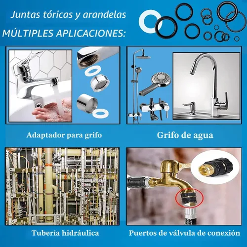 Vista 4 de ZDBB 1000 piezas 18 tamaños Kit de juntas tóricas + Kit surtido de 18 tamaños de arandelas de goma para fontanería, grifos, tubería de agua