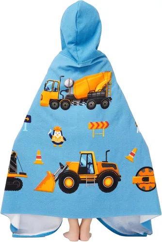 Vista 3 de Gealaek Toalla con capucha para niños pequeños de 5 a 12 años, toalla de baño, piscina, playa, extra grande, suave y absorbente, poncho de playa