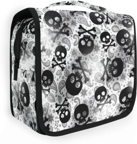 Vista 9 de MNSRUU Hanging Toiletry Bag Bats Satellites Skulls and Trees Travel Makeup bag for Toiletries Portable Travel Toiletry Organizer Cosmetic Bags with