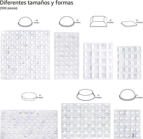 Vista 2 de Amazon Basics Parachoques para puerta de gabinete, almohadillas autoadhesivas transparentes para protección de superficie y reducción de ruido, 300