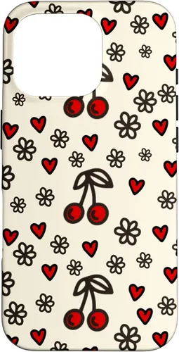 Vista 20 de Carcasa para iPhone 16 con diseño de cerezas, cerezas, diseño de corazón de San Valentín, color rojo
