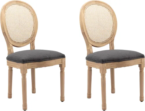 Vista 14 de LKTART Juego de 2 sillas de comedor francesas de piel sintética con botón y cabezal de clavos para sala de estar, cocina, sillas laterales ovaladas