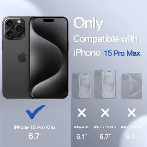 Vista 2 de JETech Funda mate para iPhone 15 Pro Max de 6.7 pulgadas, a prueba de golpes, protección contra caídas de grado militar, cubierta trasera Negro