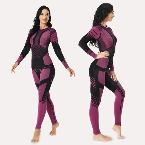 Vista 2 de MEETWEE Ropa interior térmica para mujer, Long Johns Ski para clima frío, capa base, cálida parte superior e inferior de invierno para correr