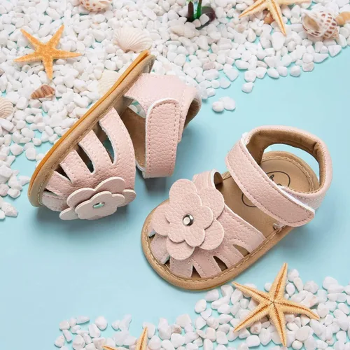 Vista 190 de Meckior Sandalias de verano con punta abierta y suave de piel sintética para bebés y niñas pequeñas
