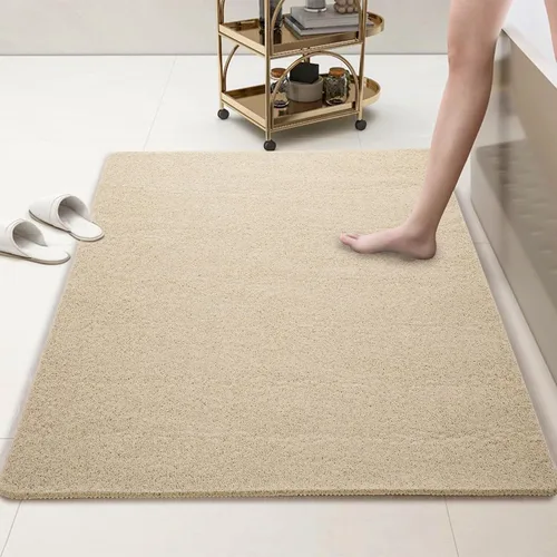 Vista 8 de HOMBYS 47 x 32 Alfombrilla extra grande para cabina de ducha y bañera, alfombrilla antideslizante para baño, alfombrillas de loofah de PVC para Gris