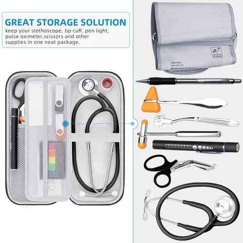 Vista 5 de Estuche para estetoscopio MDF Acoustica/MD One, 3M Littmann Classic III/Lightweight II S.E/Cardiology IV Diagnostic/CORE Digital, incluye bolsillo