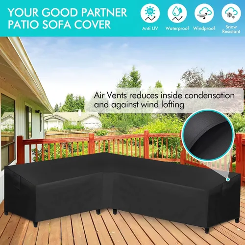Vista 6 de WLEAFJ Funda de sofá modular para patio en forma de L, impermeable, de alta resistencia para exteriores con ventilación, con orientación a