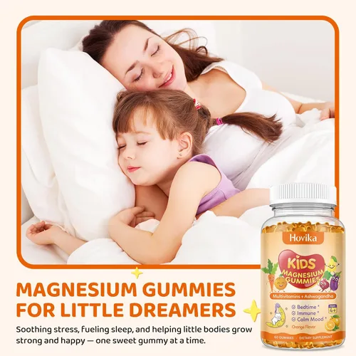 Vista 5 de Gomitas de magnesio para niños – Suplemento de magnesio con L-teanina, manzanilla y multivitaminas para niños y adultos para dormir, calma