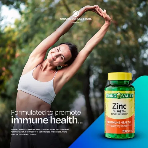 Vista 2 de Zinc 50mg – 200 comprimidos, zinc vegetariano de alta potencia, suplemento diario para hombres y mujeres, soporte mineral sin gluten (paquete de 1)
