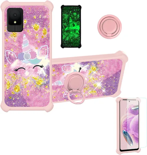 Vista 134 de jioeuinly JSF-DJS - Funda compatible con Nothing Phone 2a con protector de pantalla de vidrio templado, policarbonato duro + silicona suave, soporte