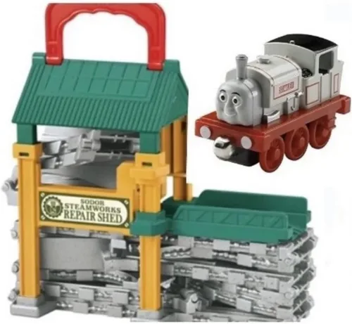 Vista 2 de Thomas The Train: Cobertizo de reparación Take-n-Play Sodor Steamworks