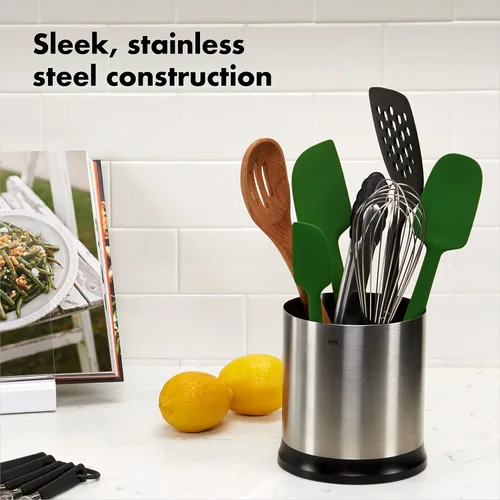 Vista 5 de OXO Good Grips: Recipiente para utensilios de cocina de acero inoxidable giratorio, Acero inoxidable, Stainless, N/A