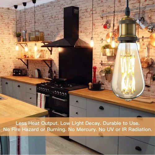 Vista 2 de Leools Bombilla LED Edison ámbar de 15 W, equivalente a 100 W, bombilla LED regulable de edición de 2500 K, blanco cálido, 1300 lm, base E26