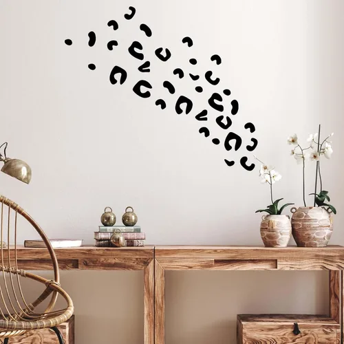 Vista 4 de Adhesivo decorativo de pared de leopardo, 2 calcomanías con estampado de leopardo, calcomanías autoadhesivas de leopardo para paredes, despegar