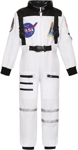 Vista 6 de Cuteshower Disfraz de astronauta para niños y niñas, overol espacial