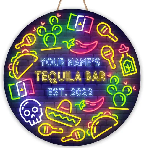 Vista 14 de Placa de pared de madera de bar de tequila mexicano personalizado, letrero de bar de México, letrero rústico para pub para el hogar, decoración