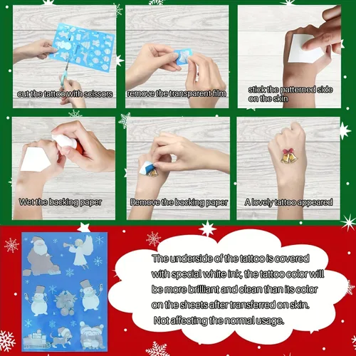 Vista 6 de 12 hojas de tatuajes temporales luminosos, 140 estilos, tatuajes falsos impermeables para niños y niñas, hombro de brazo, adhesivo para recuerdos
