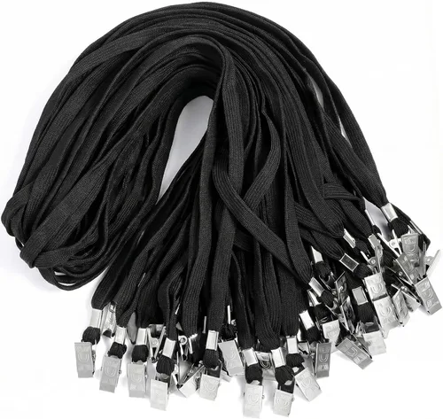 Vista 8 de Marspark 10 piezas de cordón a granel para tarjetas de identificación, cordón de cuello plano con gancho giratorio y clip, accesorio duradero