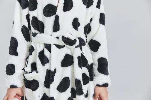 Vista 6 de ECHERY Pijama con capucha para niños y niñas, suave forro polar, unisex, bata de baño