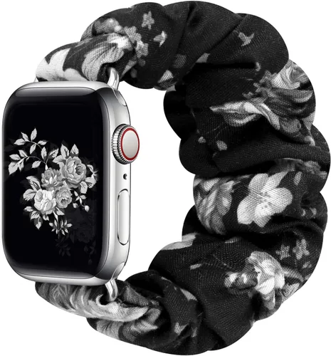 Vista 25 de Greatfine - Correa elástica para reloj Apple Watch Scrunchie de 38mm 40mm 42mm 44mm, correa elástica suave, con iWatch Series 6 SE 5 4 3 2 1, S L