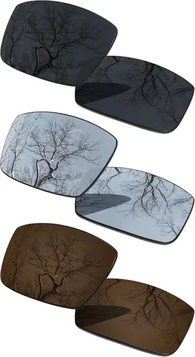 Vista 29 de 3 Pair Polarized Replacement Lenses for Oakley Gascan OO9014 Pack Cromo negro y plateado y oro de 24 quilates