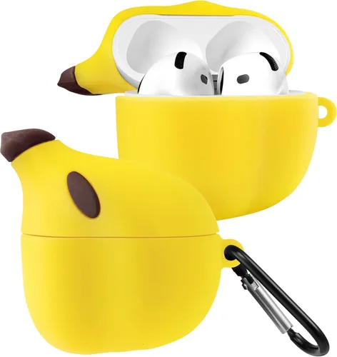 Vista 16 de Boaretiu - Funda para AirPods Pro/Pro de 2ª generación, lindo KawaiiBanana con llavero para AirPods Pro y Pro 2, divertida funda 3D de silicona