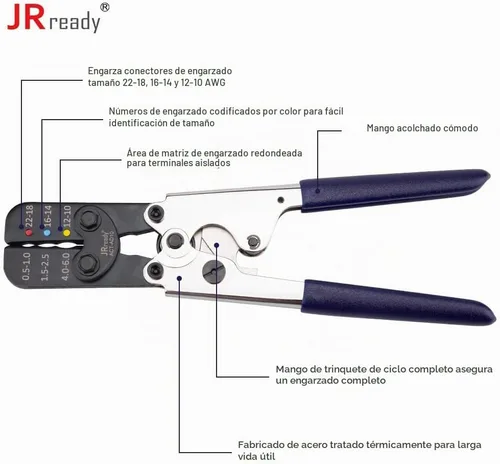 Vista 7 de JRready ACT-AD10 Crimpadora de trinquete para conectores termorretráctiles