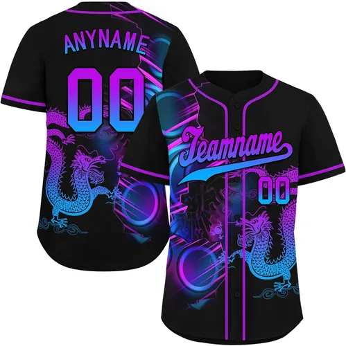 Vista 9 de Camiseta de béisbol de dragón personalizada para hombres y mujeres, camisa de Steetwear de estilo gótico, nombre del equipo y número personalizado