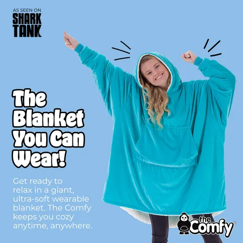 Vista 3 de THE COMFY Original Manta Ponible de Vellón de Microfibra con Forro Sherpa, Diseño Extragrande con Capucha y Bolsillo, De Shark Tank, para Mujeres
