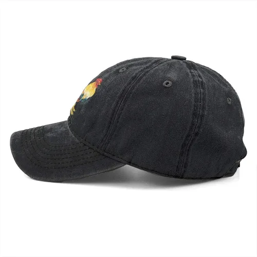 Vista 2 de Gorras de béisbol unisex realistas de gallo, ajustable, de algodón, teñidas, de algodón, para papá, pollo, para papá, Negro