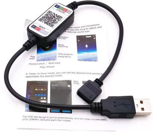 Vista 4 de Mini tira de luz LED RGB controlador inalámbrico Bluetooth dimmer para control USB 5V DC 12V 24V música 5050 cinta colorida (USB 5V)